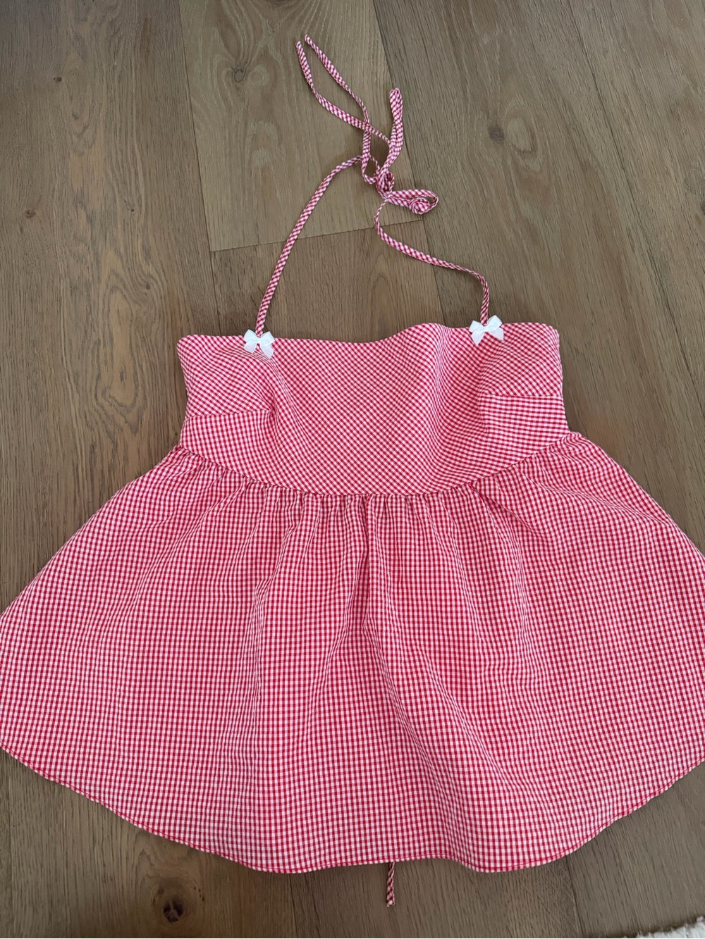 Beginning Boutique Red Gingham Halter Tank Top